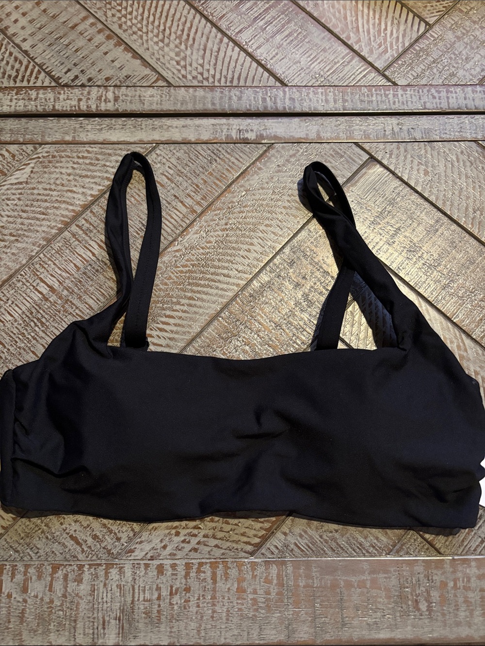 Athleta Black Square Neck Bra Cup Bikini Top